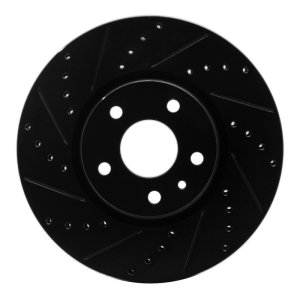 Ford Special Service Police Sedan Brake Rotor (1) - Front Left - R1 Concepts - Drilled & Slotted - Black - `13-`20
